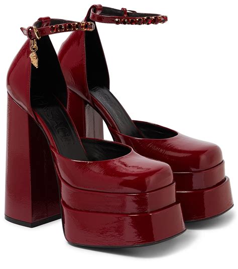 versace platform heels red|Versace platform heel boots.